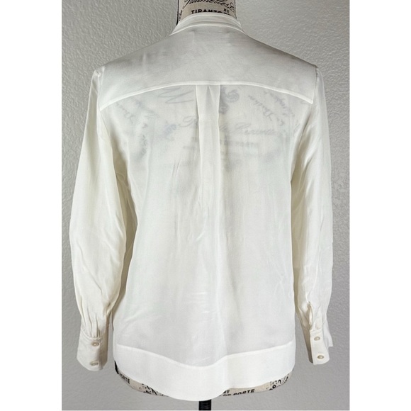 Everlanr Women's Ivory 100% Silk Button Down Blouse, size 0 - Picture 6 of 8